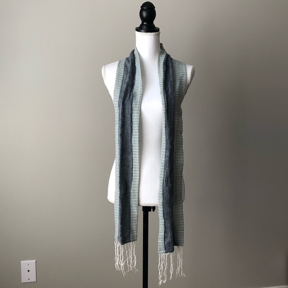 Striped Fringe Wrap Scarf - Picture 3 of 4